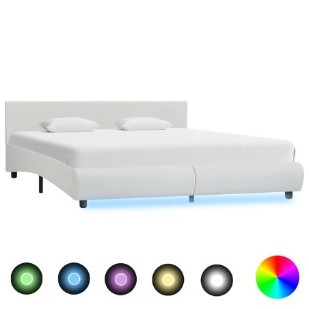 Cadre de lit avec LED sans matelas blanc 180x200 cm