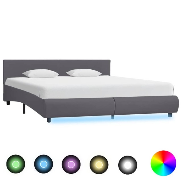Cadre de lit avec LED sans matelas Gris Similicuir 180x200 cm