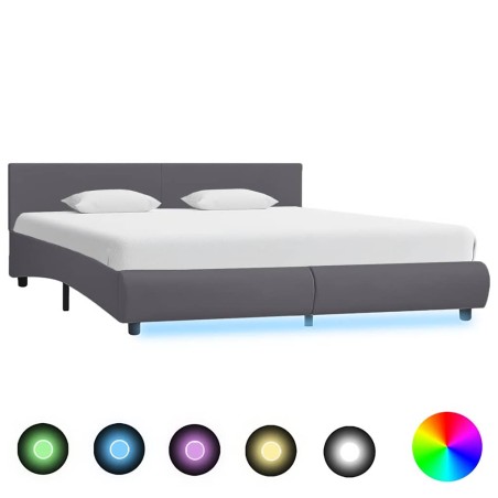 Cadre de lit avec LED sans matelas Gris Similicuir 180x200 cm