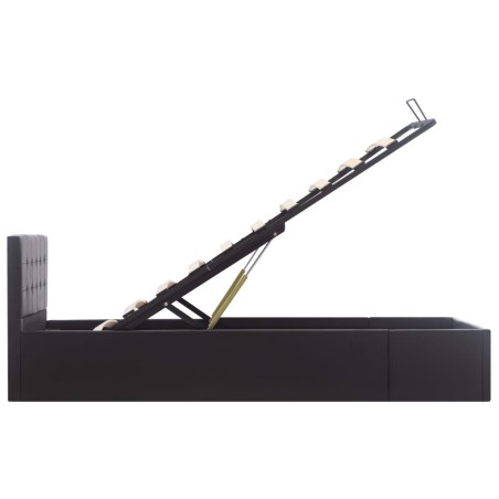Cadre de lit à rangement hydraulique Noir Similicuir 90x200 cm