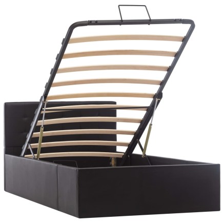 Cadre de lit à rangement hydraulique Noir Similicuir 100x200 cm 2