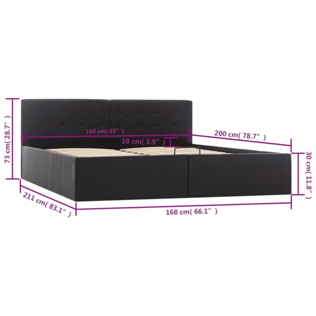 Cadre de lit avec rangement hydraulique Similicuir 160x200 cm