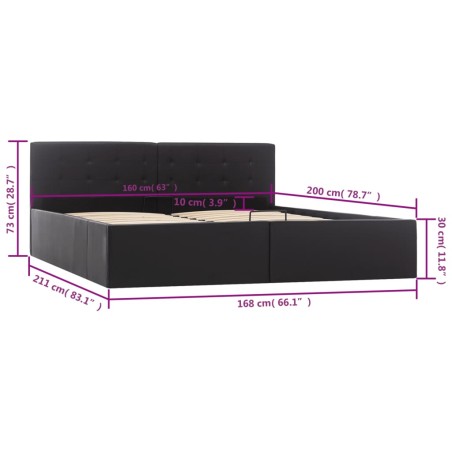 Cadre de lit avec rangement hydraulique Similicuir 160x200 cm