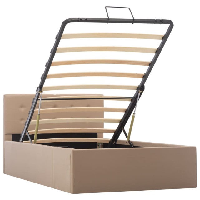 Cadre de lit à rangement Cappuccino Similicuir 90x200 cm