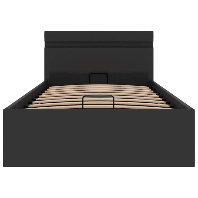 Cadre de lit à rangement hydraulique sans matelas avec LED noir