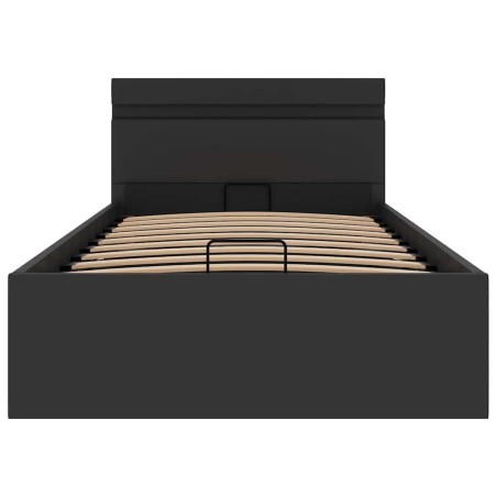 Cadre de lit à rangement hydraulique sans matelas avec LED noir