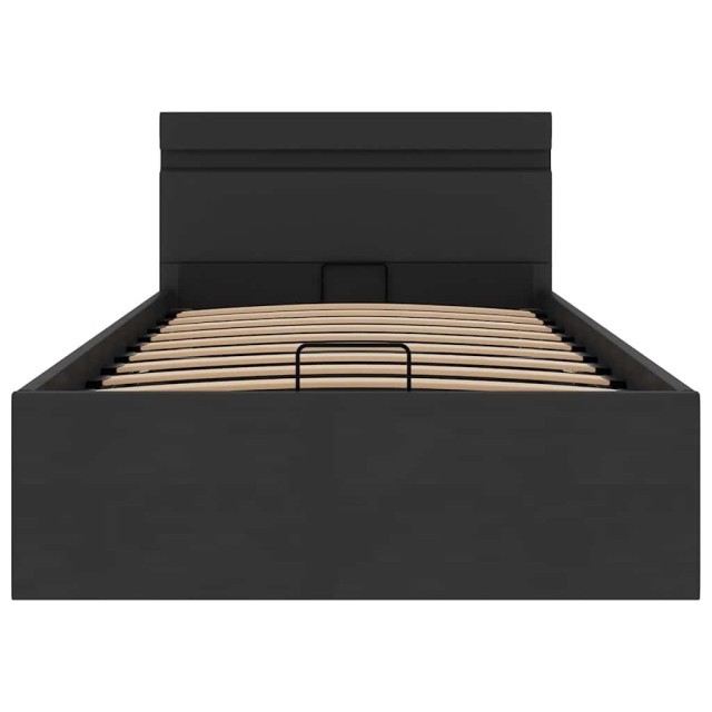 Cadre de lit à rangement hydraulique sans matelas avec LED noir