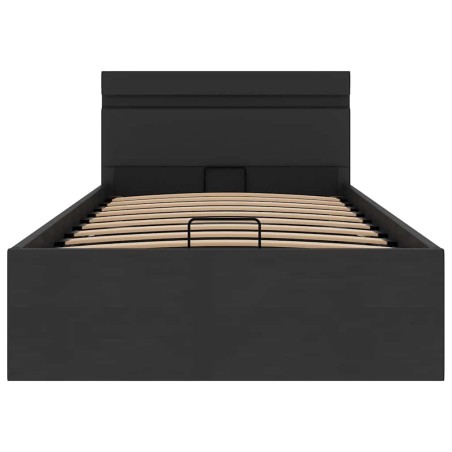 Cadre de lit à rangement hydraulique sans matelas avec LED noir