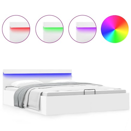 Cadre de lit à rangement hydraulique sans matelas avec LED 2