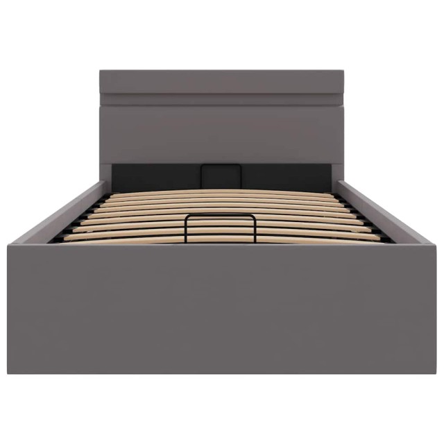 Cadre de lit à rangement avec LED Gris Similicuir 90x200 cm