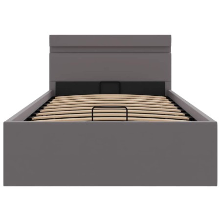 Cadre de lit à rangement avec LED Gris Similicuir 90x200 cm
