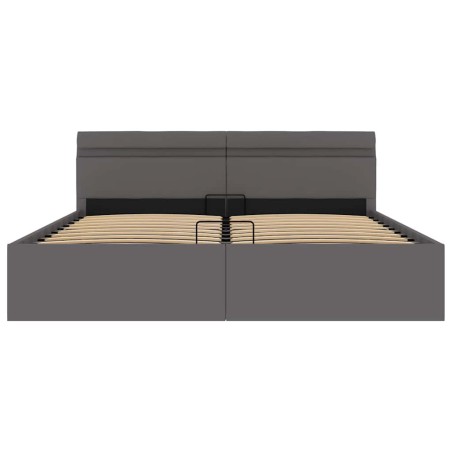 Cadre de lit à rangement avec LED gris similicuir 160x200 cm