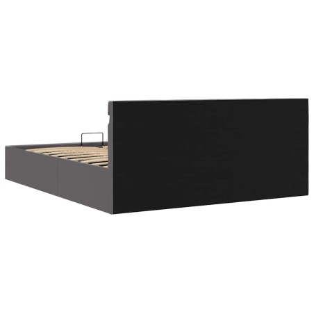 Cadre de lit à rangement avec LED gris similicuir 160x200 cm