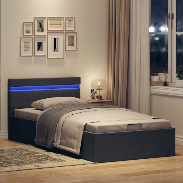 Cadre de lit à rangement hydraulique sans matelas 100x200 cm