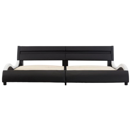 Cadre de lit avec LED Noir et blanc Similicuir 180 x 200 cm