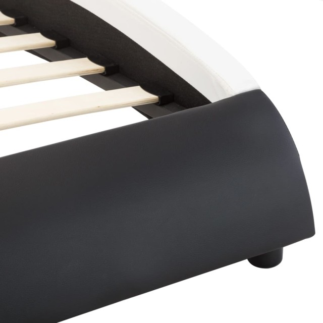 Cadre de lit avec LED Noir et blanc Similicuir 180 x 200 cm