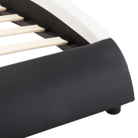 Cadre de lit avec LED Noir et blanc Similicuir 180 x 200 cm