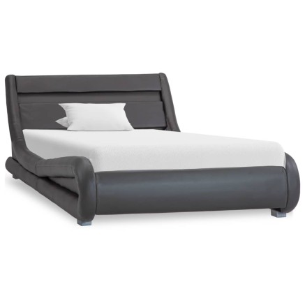 Cadre de lit avec LED sans matelas Gris Similicuir 100x200 cm 2
