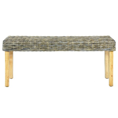 Banc 110 cm Rotin naturel kubu et bois d'acajou massif