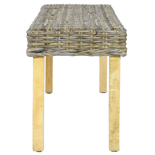 Banc 110 cm Rotin naturel kubu et bois d'acajou massif