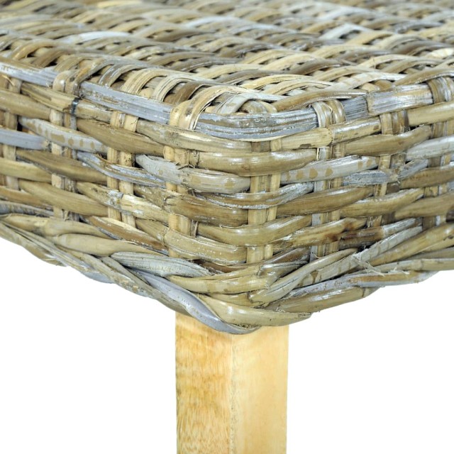 Banc 110 cm Rotin naturel kubu et bois d'acajou massif