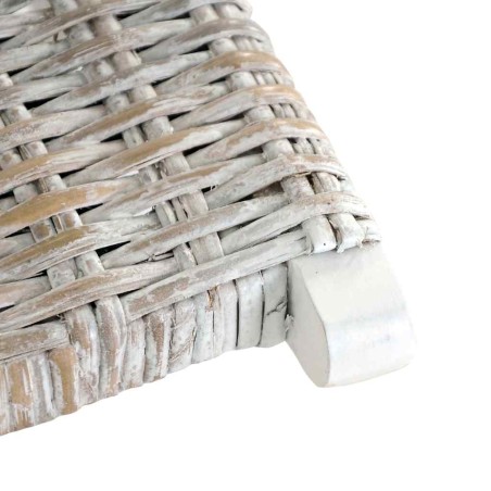 Chaise de relaxation rotin kubu naturel et bois d'acajou massif