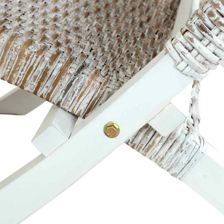 Chaise de relaxation rotin kubu naturel et bois d'acajou massif