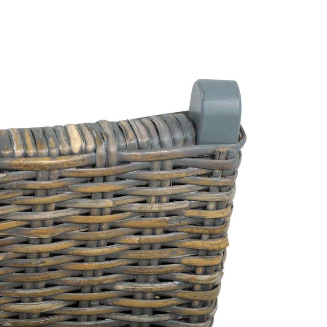 Chaise de relaxation rotin kubu naturel et bois d'acajou massif