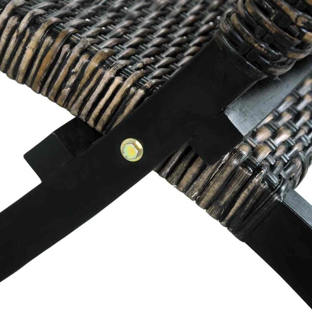 Chaise de relaxation rotin kubu naturel et bois d'acajou massif