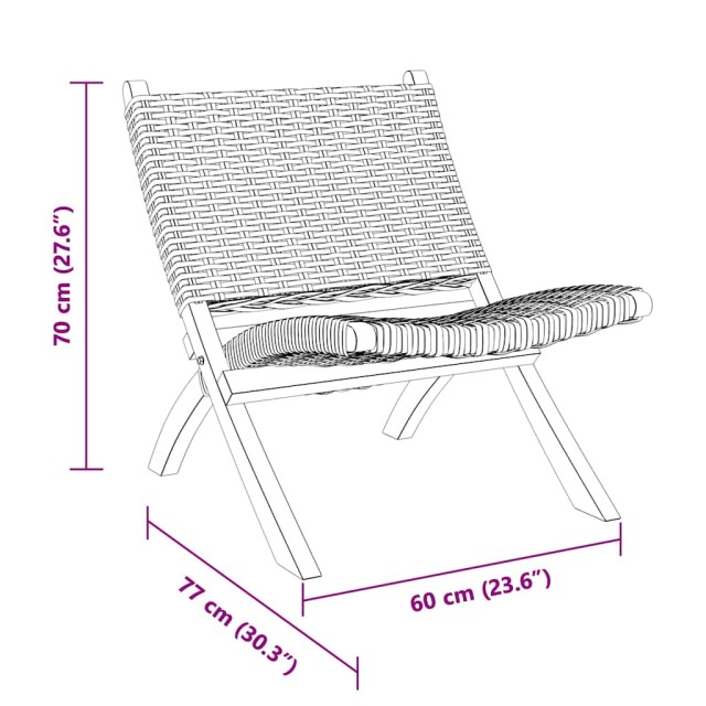 Chaise de relaxation rotin kubu naturel et bois d'acajou massif