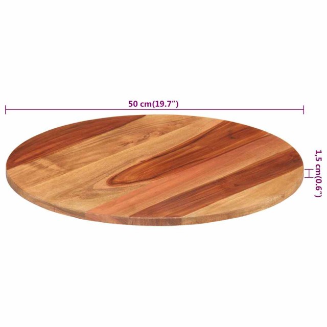 Dessus de table bois massif d'acacia rond 15-16 mm 50 cm