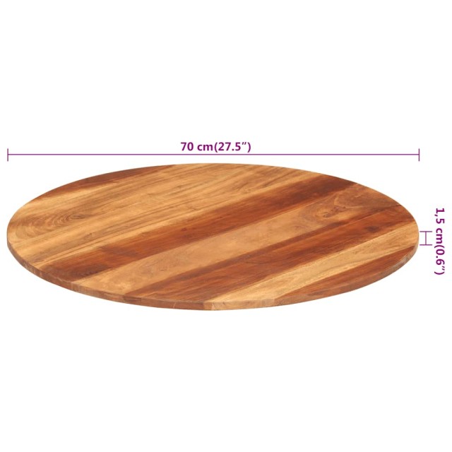 Dessus de table bois massif d'acacia rond 15-16 mm 70 cm