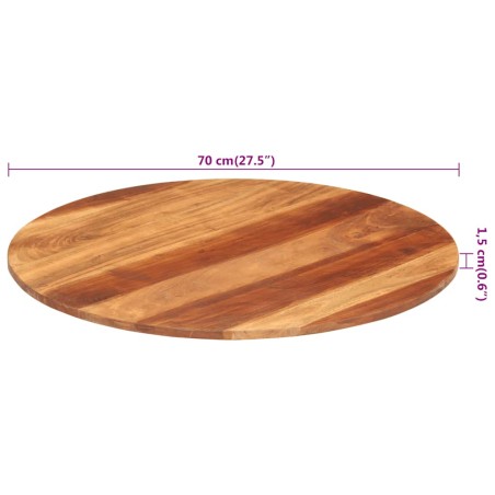 Dessus de table bois massif d'acacia rond 15-16 mm 70 cm