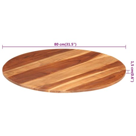 Dessus de table bois massif d'acacia rond 15-16 mm 80 cm