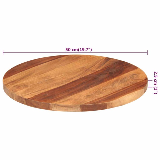 Dessus de table bois massif d'acacia rond 25-27 mm 50 cm