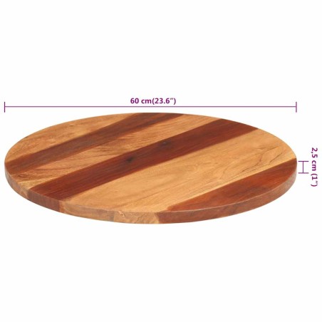 Dessus de table bois massif d'acacia rond 25-27 mm 60 cm