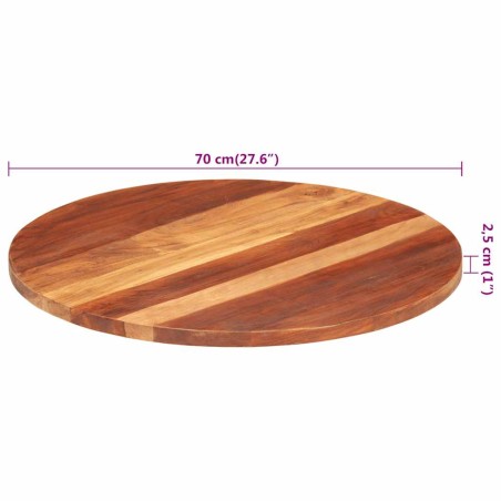 Dessus de table bois massif d'acacia rond 25-27 mm 70 cm
