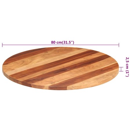 Dessus de table bois massif d'acacia rond 25-27 mm 80 cm