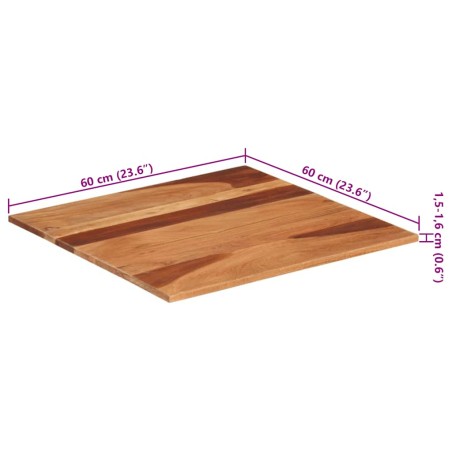 Dessus de table bois massif d'acacia 15-16 mm 60x60 cm