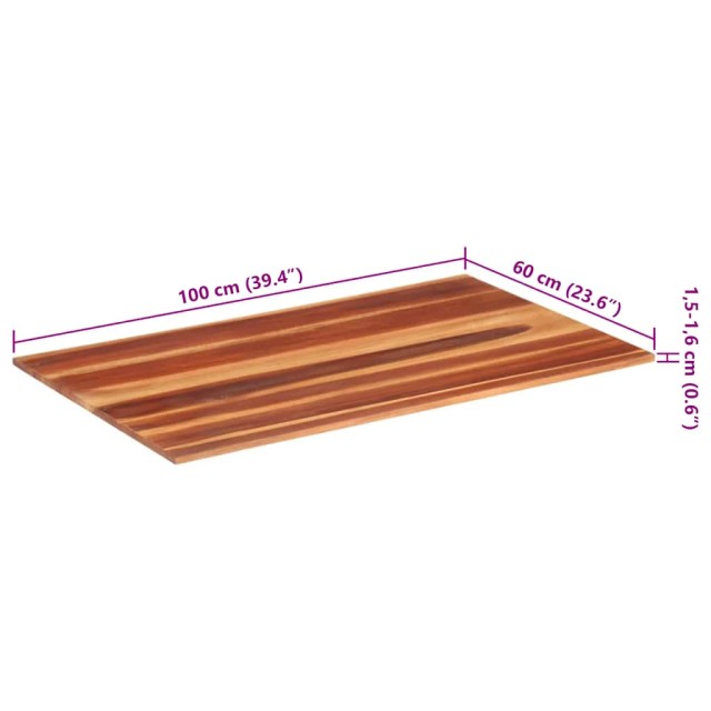 Dessus de table bois massif d'acacia 15-16 mm 60x100 cm