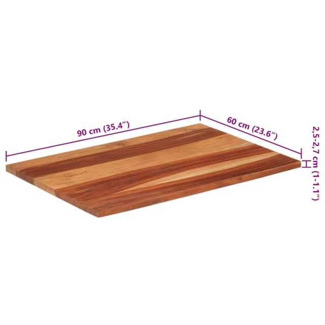 Dessus de table bois massif d'acacia 25-27 mm 60x90 cm