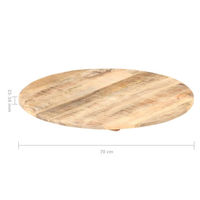 Dessus de table Bois de manguier solide Rond 15-16 mm 70 cm