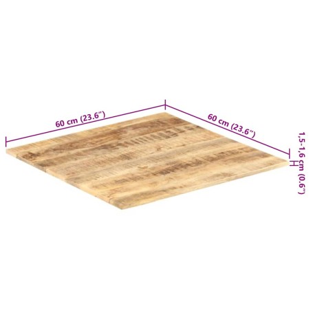 Dessus de table Bois de manguier solide 15-16 mm 60x60 cm