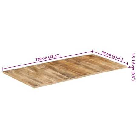 Dessus de table bois de manguier solide 15-16 mm 120x60 cm