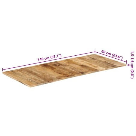 Dessus de table bois de manguier solide 15-16 mm 140x60 cm