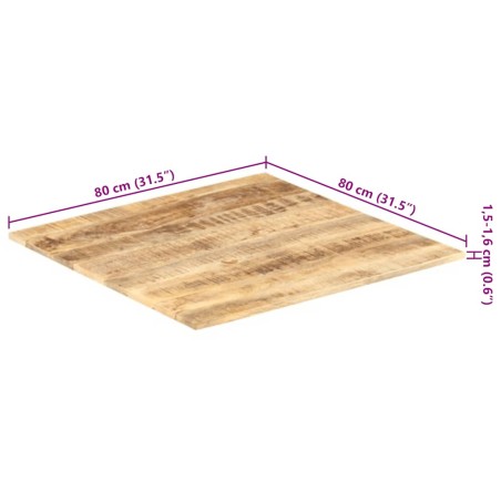 Dessus de table Bois de manguier solide 15-16 mm 80x80 cm