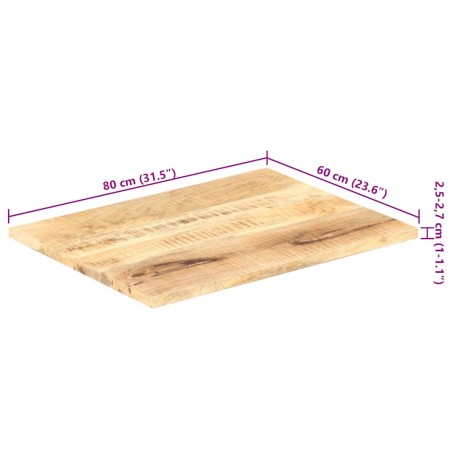 Dessus de table Bois de manguier solide 25-27 mm 80x60 cm