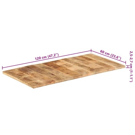 Dessus de table bois de manguier solide 25-27 mm 120x60 cm