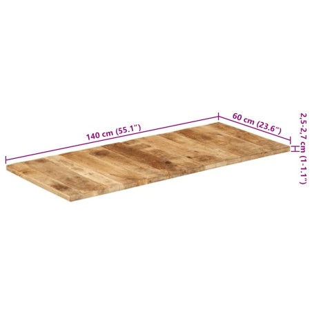 Dessus de table bois de manguier solide 25-27 mm 140x60 cm