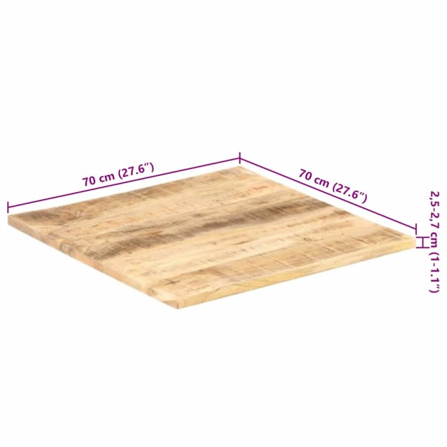 Dessus de table Bois de manguier solide 25-27 mm 70x70 cm